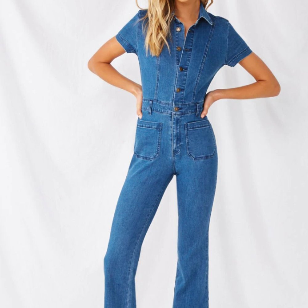 Flared Denim Jumpsuit